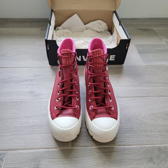 Burgundy High Top Converse Lugged Boot - Picture 2 of 6
